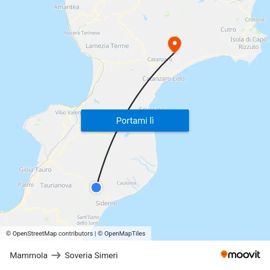 Mammola to Soveria Simeri map