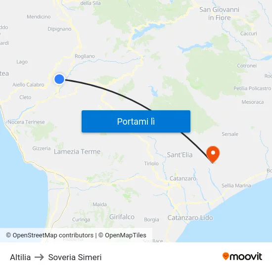 Altilia to Soveria Simeri map