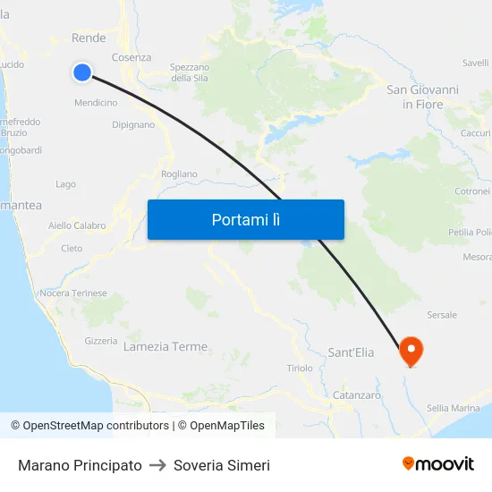 Marano Principato to Soveria Simeri map
