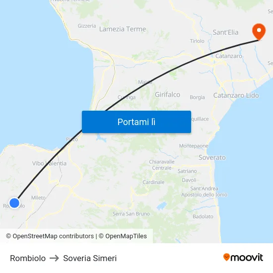 Rombiolo to Soveria Simeri map