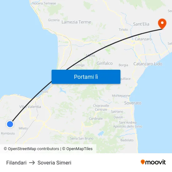Filandari to Soveria Simeri map
