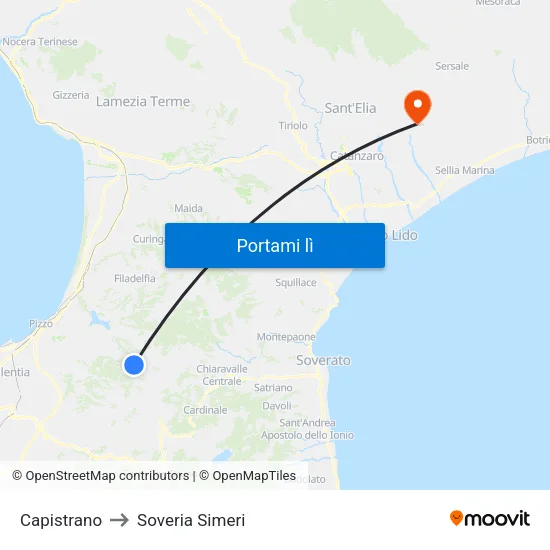 Capistrano to Soveria Simeri map