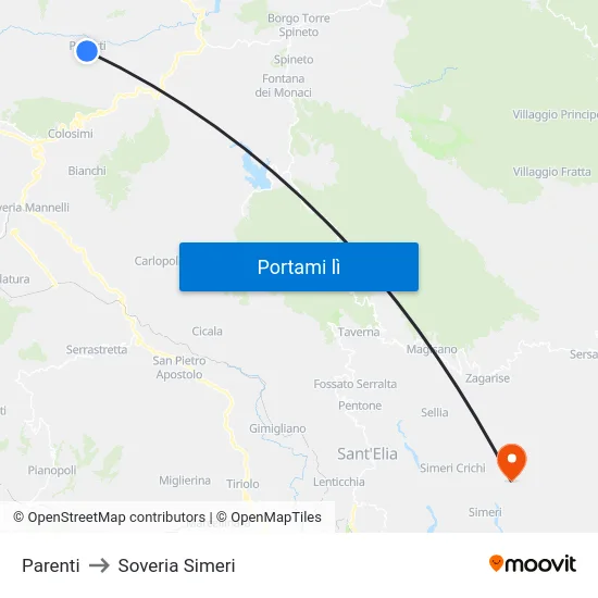 Parenti to Soveria Simeri map