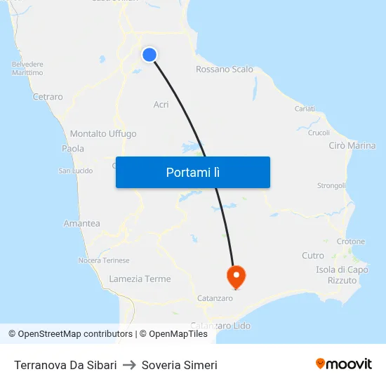 Terranova Da Sibari to Soveria Simeri map