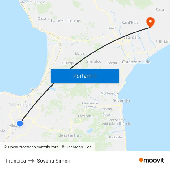 Francica to Soveria Simeri map