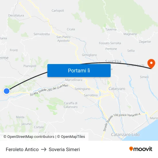 Feroleto Antico to Soveria Simeri map