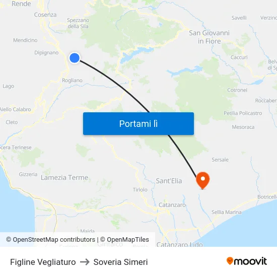 Figline Vegliaturo to Soveria Simeri map