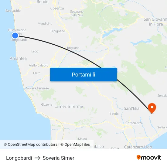 Longobardi to Soveria Simeri map