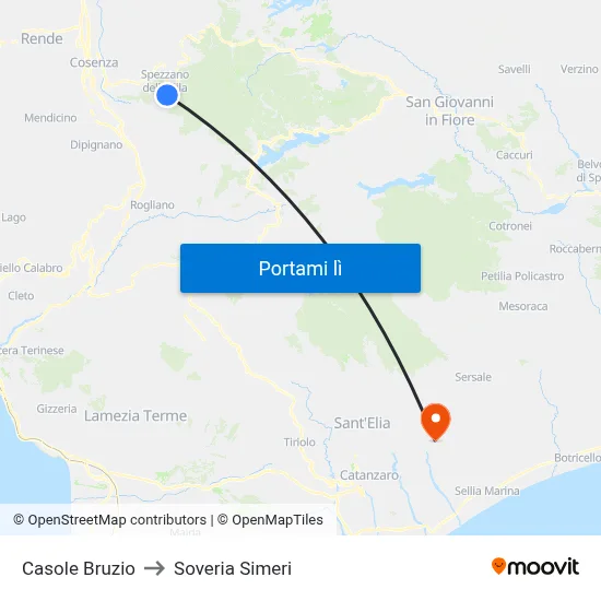 Casole Bruzio to Soveria Simeri map