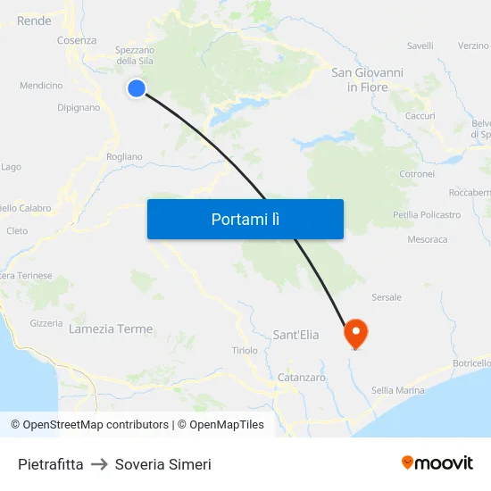 Pietrafitta to Soveria Simeri map