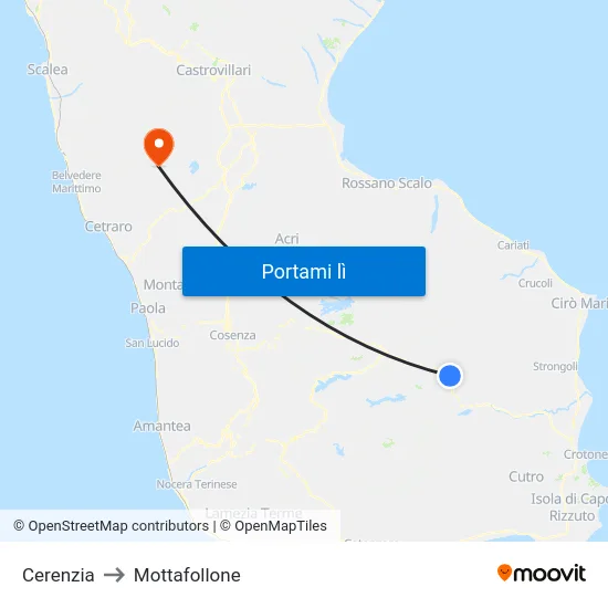 Cerenzia to Mottafollone map