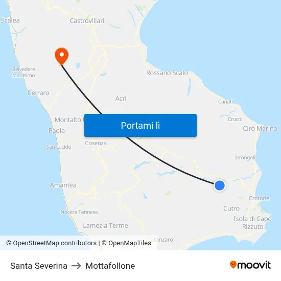 Santa Severina to Mottafollone map