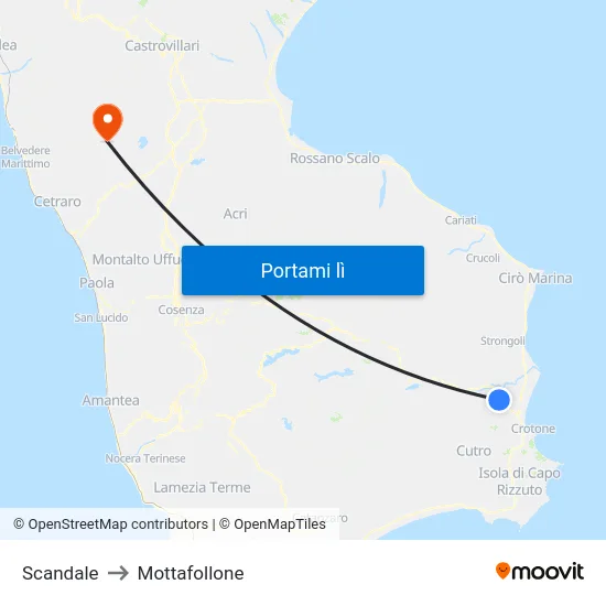 Scandale to Mottafollone map