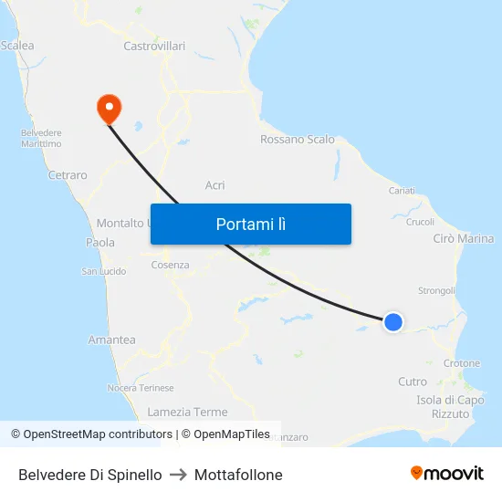 Belvedere Di Spinello to Mottafollone map
