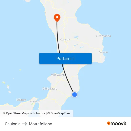 Caulonia to Mottafollone map