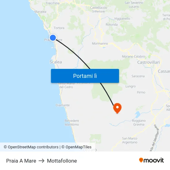 Praia A Mare to Mottafollone map