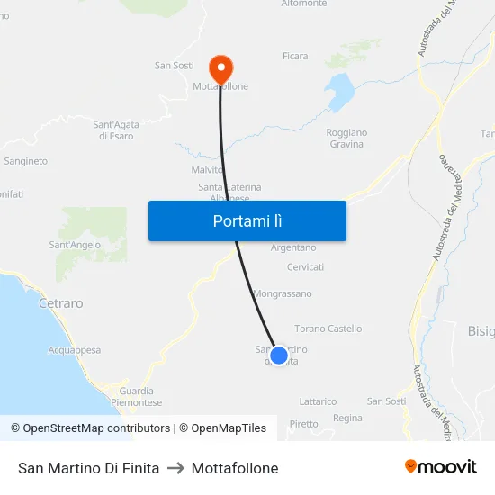 San Martino Di Finita to Mottafollone map