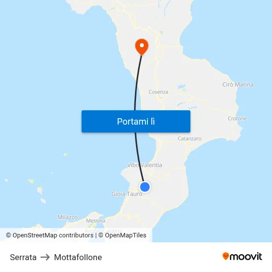 Serrata to Mottafollone map