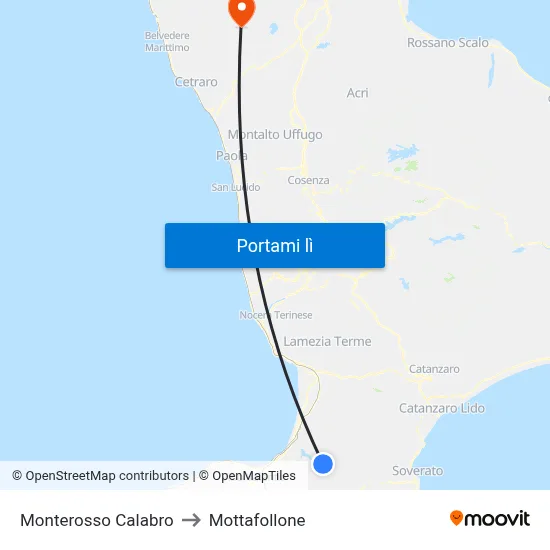 Monterosso Calabro to Mottafollone map