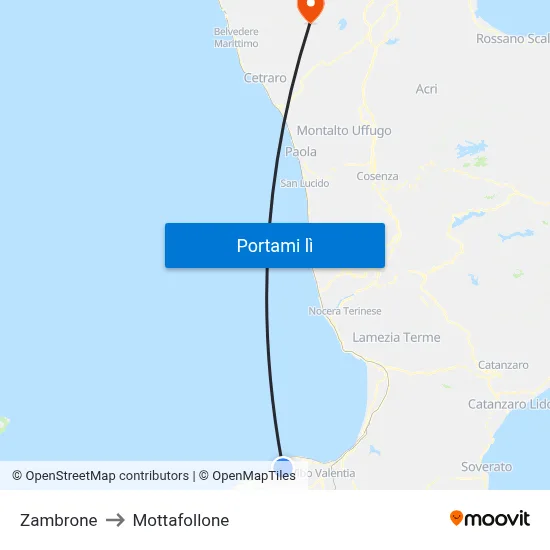 Zambrone to Mottafollone map