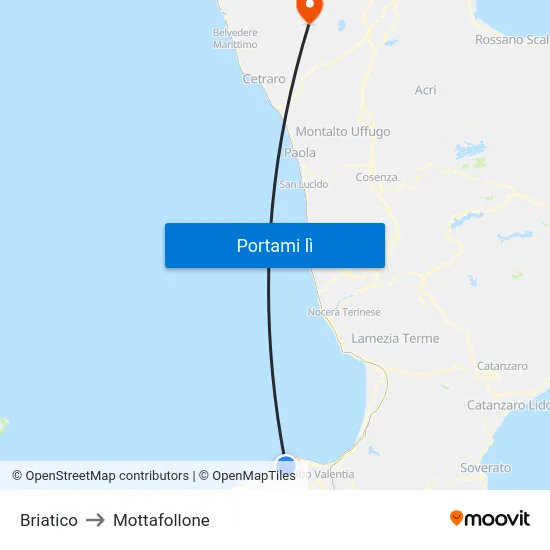 Briatico to Mottafollone map