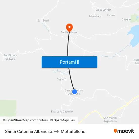 Santa Caterina Albanese to Mottafollone map