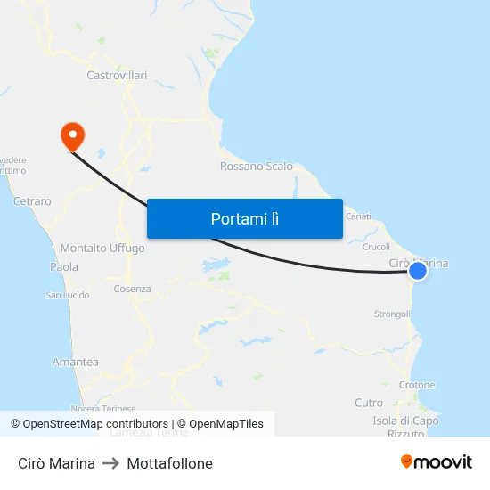 Cirò Marina to Mottafollone map