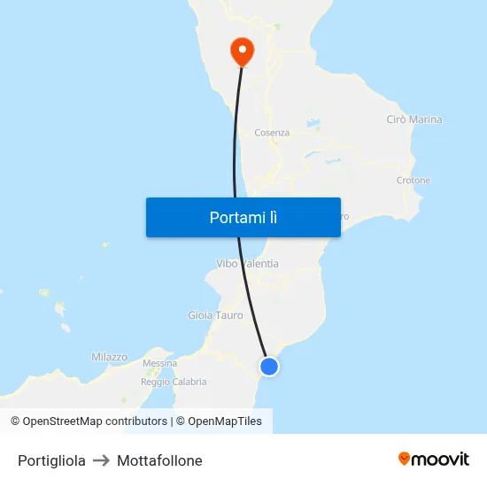 Portigliola to Mottafollone map