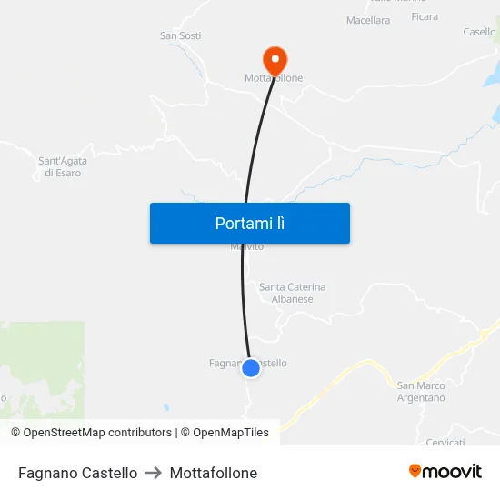 Fagnano Castello to Mottafollone map