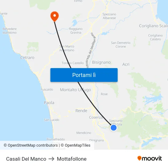 Casali Del Manco to Mottafollone map