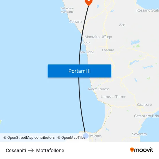 Cessaniti to Mottafollone map