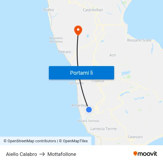 Aiello Calabro to Mottafollone map