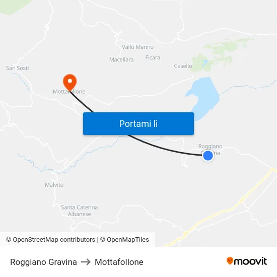 Roggiano Gravina to Mottafollone map