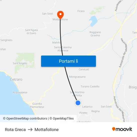 Rota Greca to Mottafollone map