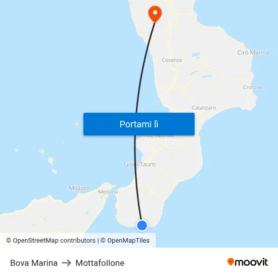 Bova Marina to Mottafollone map