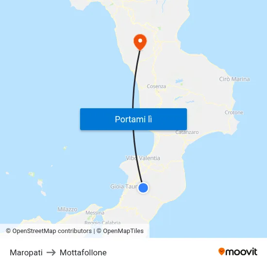 Maropati to Mottafollone map