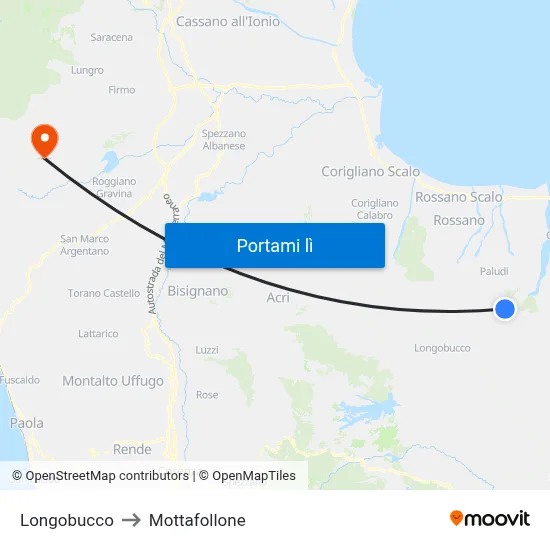 Longobucco to Mottafollone map