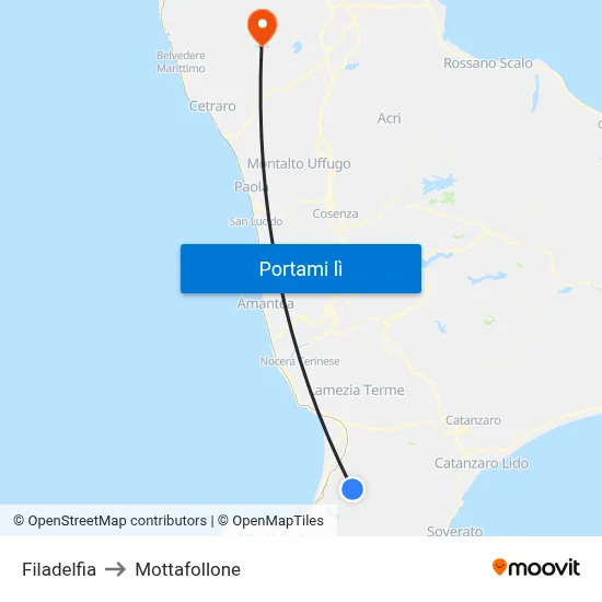 Filadelfia to Mottafollone map