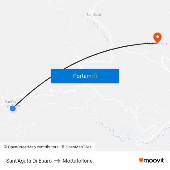 Sant'Agata Di Esaro to Mottafollone map