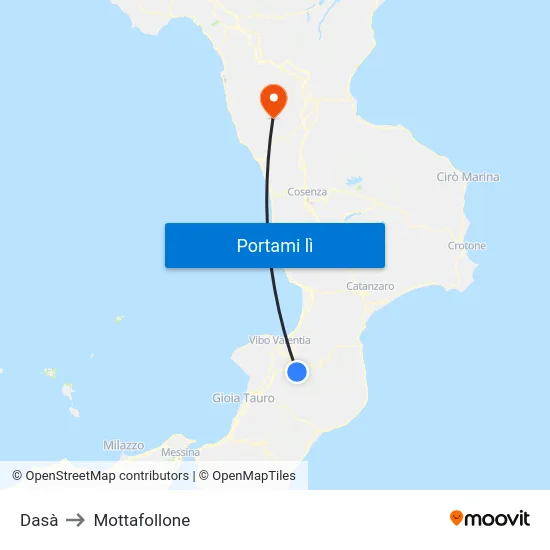 Dasà to Mottafollone map