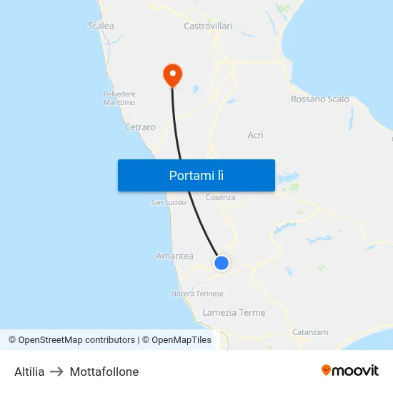 Altilia to Mottafollone map