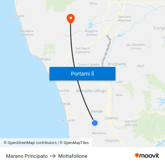 Marano Principato to Mottafollone map
