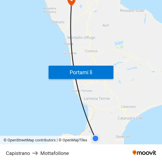 Capistrano to Mottafollone map