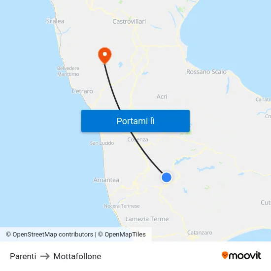 Parenti to Mottafollone map