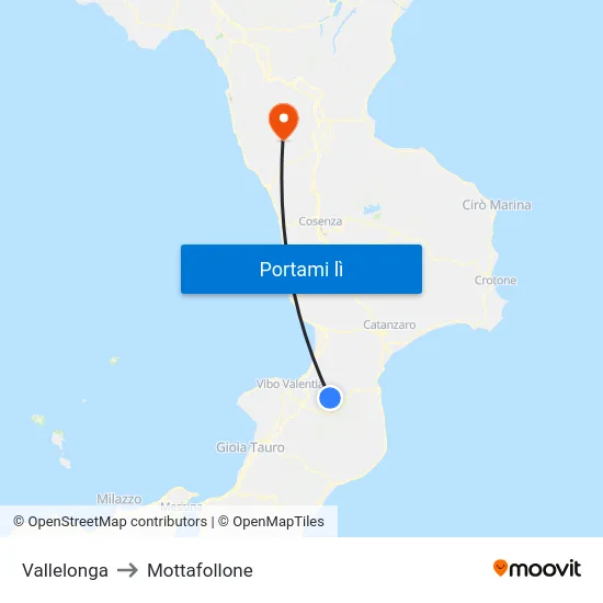 Vallelonga to Mottafollone map