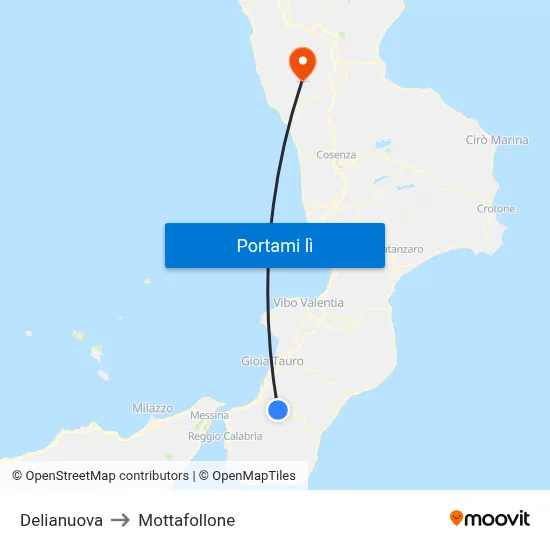 Delianuova to Mottafollone map