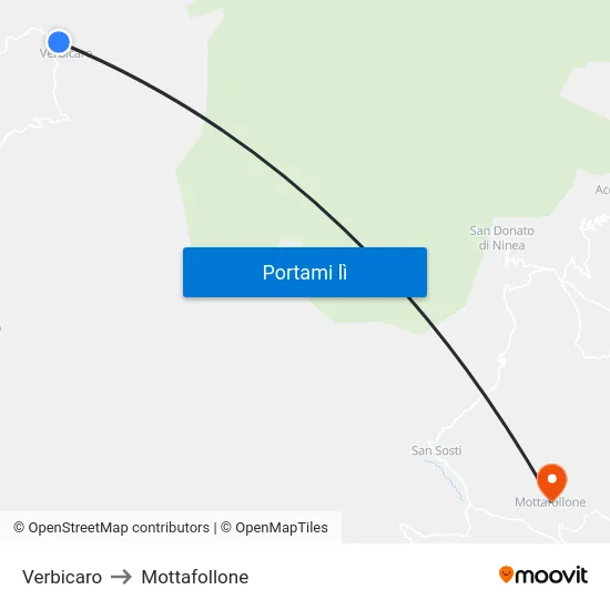 Verbicaro to Mottafollone map