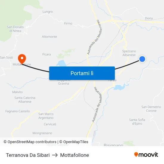 Terranova Da Sibari to Mottafollone map