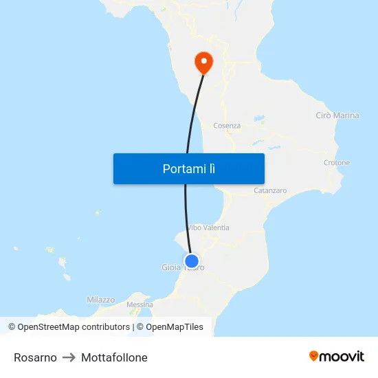 Rosarno to Mottafollone map