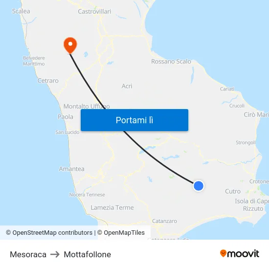 Mesoraca to Mottafollone map
